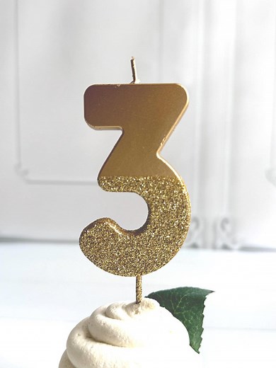 Gold Glitter Number Birthday Candle - Milestone Celebration - Etsy