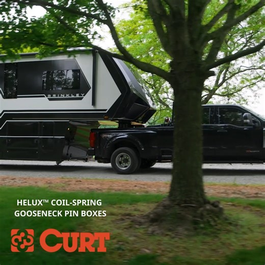 The CURT Helux™ Gooseneck Pin Box is engineered with a built-in coil spring shock absorber that reduces jolts and vibration for a smoother, quieter tow. Improved ride comfort, reduced stress on your RV frame, and more confident control mile after mile. CURT #automotive #TruckUpgrade #truckaccessories #BuiltTough #RVUpgrades #automobile #wilmingtonnc | Cape Fear Customs