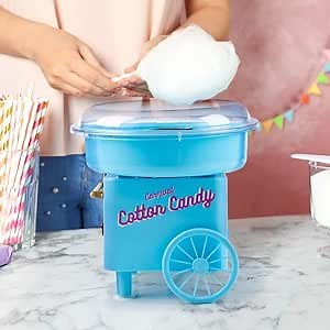 Countertop Mini Cotton Candy Machine with Sugar Scoop and 10 Serving Sticks - Cotton Candy Maker Machine for Home Carnival Birthday Party or Festival by Great Northern Popcorn (Blue)