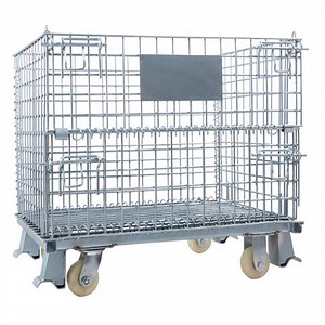 [Hot Item] Wire Mesh Cage Industrial Folding Steel Butterfly Storage Cage with Wheels