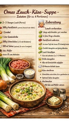 Omas Lauch-Käse-Suppe REZEPT Schritt für Schritt Anleitung - Kochen - Deutsche Küche