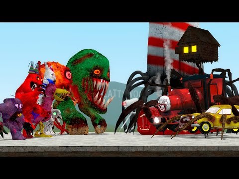 NIGHTMARE GARTEN OF BANBAN FAMILY VS CHOO CHOO CHARLES, CURSED THOMAS (Garry's Mod)