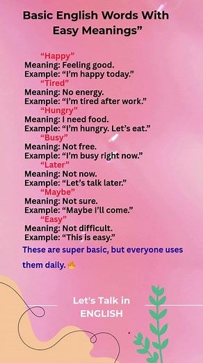 Basic English Words You Must Know! 🔥#englishvocabmastery #englishlanguage #englishshorts