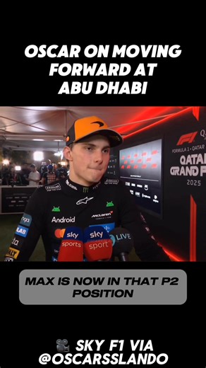 Piastri on Moving Forward For Abu Dhabi Oscar Piastri gets interviewed after finishing P2 at the Qatar GP, reacting to Max Verstappen now sitting second in the Drivers Championship heading into the final showdown in Abu Dhabi. When asked how he resets and whether McLaren can just throw everything at the last race, Piastri keeps it simple: “Just drive like I did this weekend. That’s all I can do.” Video Credit: F1 via oscarsslando on X All rights belong to their respective owners. Footage is used