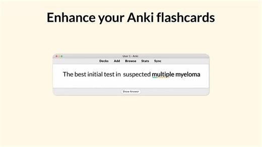 AMBOSS's Anki add-on will change the way you study ✨ 🔥Get definitions for terms you don't know, and content reviews, all without leaving Anki 🔥Launch Qbank sessions based on your Anki cards 🔥Find AnKing flashcards related to your Qbank Qs 🔥Works with any deck, including ones you made yourself 🔥Use it anytime, anywhere - including on mobile Try it for yourself! | AMBOSS