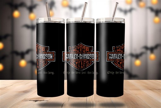 Vintage Harley Davidson Inspired Tumbler Wrap | 20oz Skinny Sublimation Design | Black Orange Biker Style | Gift for Him, Her, Kids Digital - Etsy