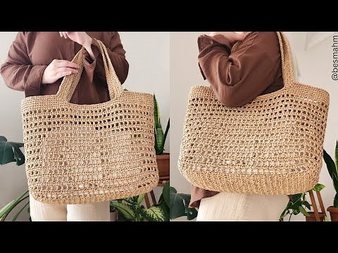 🏖️ DIY Large Raffia Crochet Beach Bag | Elegant and Spacious Summer Essential