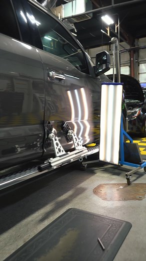 Watch this massive dent POP! It's always a good feeling when your expensive tools work really well. Sadly, the door is tweaked pretty bad so even if we were to continute the dent repair, the door will still be twisted. #metalwork #pdr #dentrepair #satisfyingvideo | Just A Dent