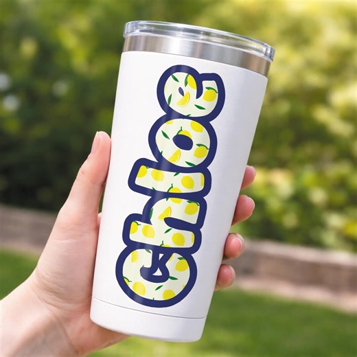 Personalised Lemon Name Sticker | Custom Name Decal | Cute Summer Aesthetic Vinyl Sticker | Water Bottle Laptop Name Sticker | Waterproof - Etsy UK