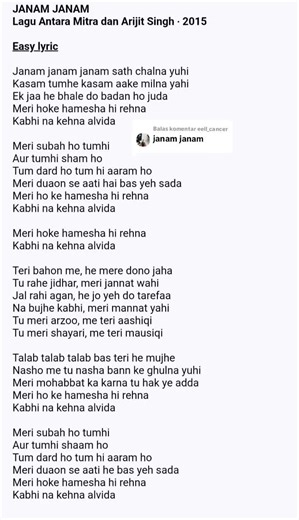 Membalas @eell_cancer janam janam full song lirik mudah easy lyric#janamjanam #laguindia #fulllirik