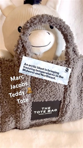 MARC JACOBS TEDDY TOTE STAY COZY DURING MIDWEST COLD FRONT #marcjacobsbag #coldfront #marcjacobs