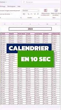 📅Tu veux créer un calendrier complet sur Excel automatiquement ? #excel #exceltips #formationexcel