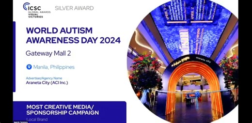 JUST IN: Araneta City wins not just one but TWO (2) awards in the same category at the 2025 ICSC Global Awards in Las Vegas! It's a dominating win as Araneta City clinches the top prizes under the Most Creative Media/Sponsorship Campaign category: the Gold Visual Victory Award for the Pride Month celebration, and the Silver Visual Victory Award for the World Autism Awareness Day campaign. More than just a visual showcase, these campaigns reflect the City of Firsts' dedication to promote inclusiv