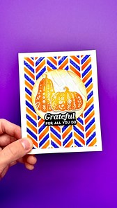 When Pumpkin Spice comes out… you know it’s time to make your first fall card!🎃 I started off by blending guppy ink through the Flip Flop Chevron stencil. Adding a bit of roar ink to add some shading and made the design look dimensional! Then, I shifted the stencil to finish the chevron design and added crown me Astro Paste through the it. Once dry, the paste glitters and sparkles beautifully!💜 Next, I used the Woven 3D embossing folder on a circle of white cardstock. This will act as the back