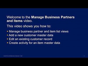 Manage Business Partners and Items in SAP Business One Web Client