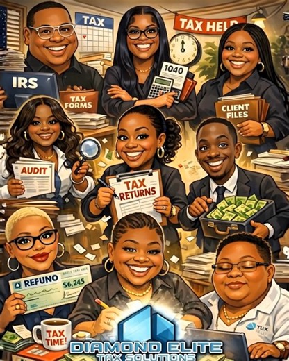 Diamond Elite Tax Solutions on Instagram: "Meet the Diamond Elite Tax Solutions Team 💎✨ A team that works hard, files smart, and makes tax season stress-free! From maximizing refunds to helping clients across all 50 states, we’re here to get the job done the right way. When you file with us, you’re not just another return you’re family. 💙 Let our knowledgeable, professional, and dedicated team take care of your taxes this season. #DiamondEliteTaxSolutions #TaxTeam #TaxProfessionals #TaxSeason