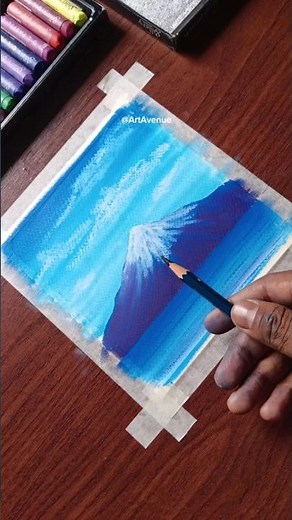 🎨🗻How to Draw a Mountain with Oil Pastels for Beginners #painting #shorts