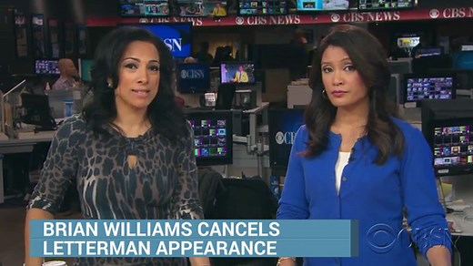 Brian Williams backs out of appearance on the "Late Show with David Letterman"
