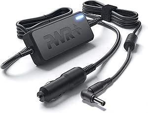 PWR+ Laptop CAR Charger for Dell Inspiron, Latitude, Studio XPS, and other compatible laptop models - USA UL Listed Extra Long Power Supply Cord