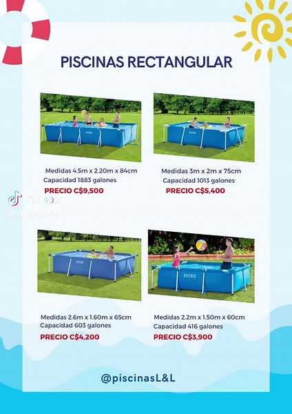 🌴😎 Catálogo LyL piscinas ,donde encontrarás todos los modelos y precios disponibles, para el disfrute de las vacaciones de verano 🏡🌞 #verano #calor #intex #piscinas #diversión