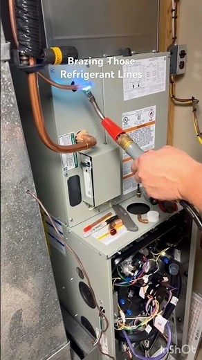 Brazing Refrigerant Lines On A New HVAC System #furnace #condenser #freon #airconditioning