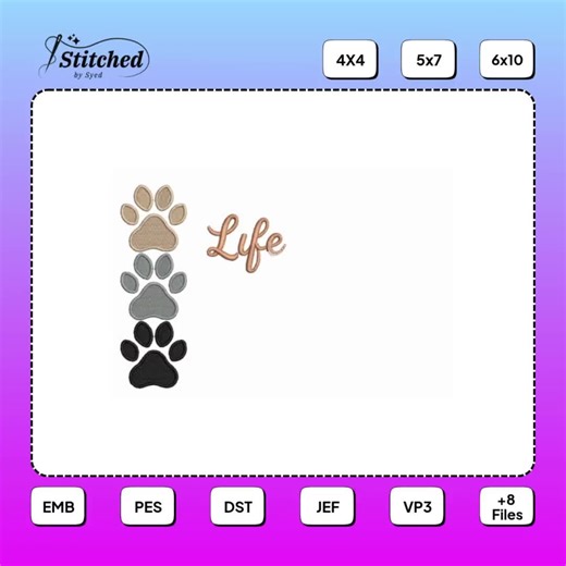 Paws Embroidery Design, Life is Better With Paws Machine Embroidery Pattern, Pes Embroidery Dog Love, Machine Embroidery Dog Saying Designs - Etsy