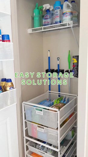 I tripled my closet storage with just 2 solutions from @The Container Store I used the Elfa Utility Mesh Over the Door Rack and the Elfa Mesh Kitchen Cart. #thecontainerstoreambassador #thecontainerstore #closetorganizing #utilitycloset #storagesolutions
