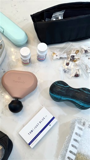 I travel a LOT, but that doesn’t mean I put my health and wellness on hold. These are all my wellness travel essentials that I take with me everywhere I go. It’s very similar to my everyday routine, but of course I can’t bring my rebounder and my sauna with me lol… so I take care of my body in other ways! Here is everything I pack (you can find them on my website and stories!) My @quicksilverscientific Quintons, @troscriptions Methylene Blue, @justthrivehealth Probiotics, @luciaeyesofficial Blue