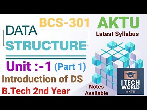 Data Structure Unit :- 1 (Part 1) Introduction BCS301 and BOE306/BOE406 AKTU B.Tech 2nd Year CSE/IT