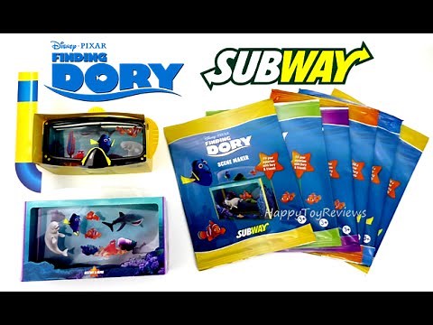 2016 SUBWAY DISNEY PIXAR FINDING DORY MOVIE KIDS MEAL TOYS SET 6 RESTAURANT TOY COLLECTION REVIEW