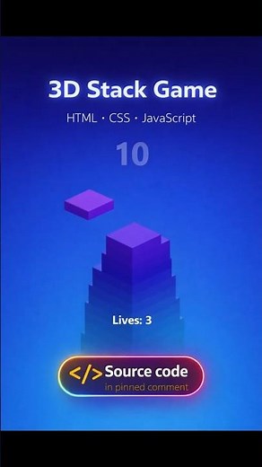 3D Stack Game - Built with HTML, CSS & JavaScript | @devsQUE #coding #shorts