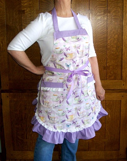 Ruffled Retro Kitchen Apron With Pockets: Lilac, Size Small Fits 8-10 - Etsy