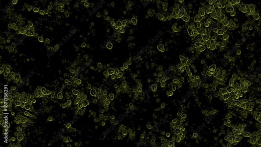 Dark background illuminated by glowing green cells with intricate details visible under microscopic view using API key concepts like