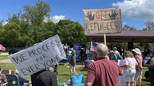 Hundreds protest planned ICE detention facility at Camp Atterbury