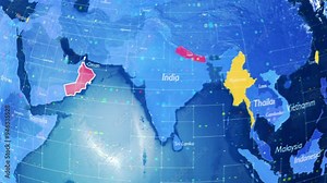 Digital Stylised World Map Country Zoom Oman