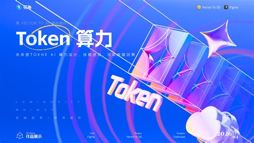✨Figma 3D 插件｜Token 算力 海报设计 · Figma · Vector to 3D 插件教程（工作繁忙无配音）