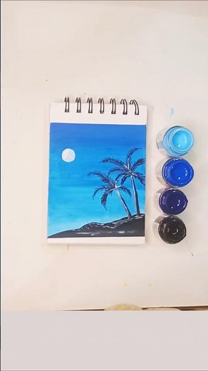 Simple Acrylic Painting| Coconut Tree Painting
