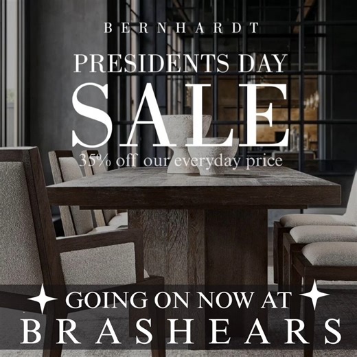 🎉BIG NEWS! WE'RE OFFICIALLY A NEW DEALER FOR BERNHARDT FURNITURE AND WE'RE CELEBRATING WITH A SPECIAL SALE!🎉 That means you can shop stunning design, timeless style and top-tier quality right now at Brashears! From sofas to dining to bedroom, Bernhardt brings the kind of craftsmanship you'll love for years. Come see it in person, fall in love and take advantage of our Bernhardt Furniture Sale while it lasts. 💫 Stop in today, we'll show you around and you'll receive 35% off our every day price
