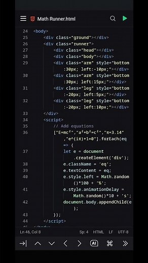 Math Runner Animation using HTML, CSS & JavaScript | Floating Mathematical Equations Project