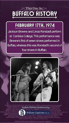 #OnThisDay In 1974, Jackson Browne and Linda Ronstadt perform at Cansius College