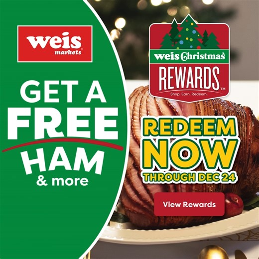 6.7K views · 34 reactions | Get ready to redeem your FREE hams AND MORE for your Christmas feast! Redeem NOW through December 24! View Rewards - https://www.weismarkets.com/christmas-rewards | Weis Markets | Facebook
