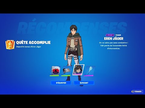 GUIDE COMPLET DES QUÊTES EREN JAGER ATTAQUE DES TITANS (COMMENT OBTENIR EREN JAGER DANS FORTNITE)