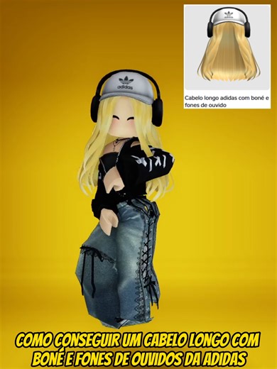 RÁPIDO!! Como conseguir um cabelo longo com boné e fones de ouvido da Adidas, com 6300 cópias no Roblox. #Roblox #robloxfyp #games #tutorial #foryoupage