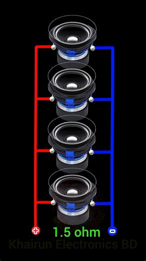 4 speaker parallel connection calculate #shorts
