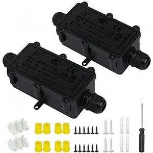 IP68 External Junction Box, 3 Way Plug Line Outdoor Electrical Box, M25 Coaxial Cable Connector Wire Range 4 to 14mm, Cable Box Enclosure for Trailer, Electric Power Cord Boxes (2 Pcs)