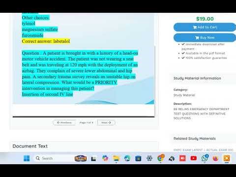 69 RELIAS EMERGENCY DEPARTMENT TEST QUESTIONS WITH DEFINITIVE SOLUTIONS