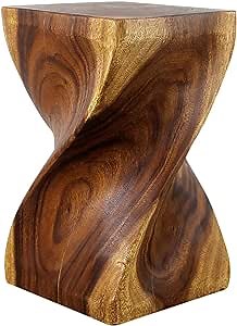 Haussmann® Big Twist Wood Stool Table 12 in SQ x 20 in H Walnut Oil