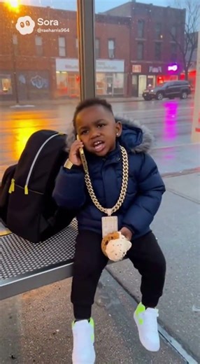 His granddaddy put him out at the bus stop 😂😂 #funnyvideo #viral #ai #comedy #grandad