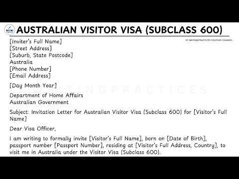 How To Write An Australian Visitor Visa Invitation Letter Subclass 600 Template Step by Step Guide