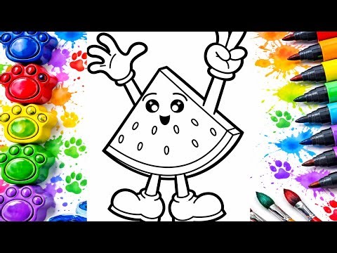 How to Draw and Color a Watermelon Character 🍉✨ | Easy Step by Step